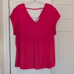 DR2 Bright Pink V-Neck Blouse